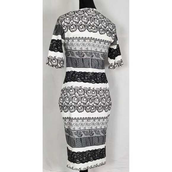 NWT - Kardashian Kollection Dress size L Bodycon Tattoo Style Vegas Black White - Picture 5 of 15